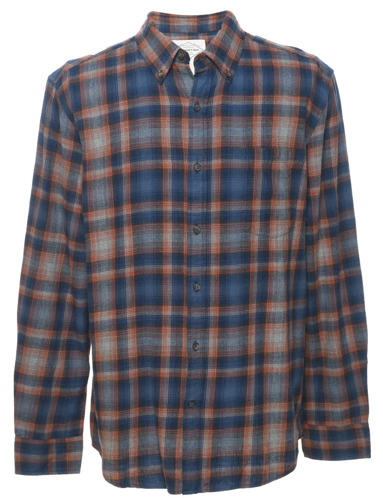 St John's Bay Checked Navy & Orange Shirt - L