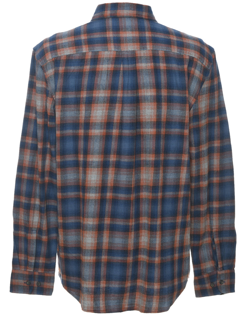 St John's Bay Checked Navy & Orange Shirt - L