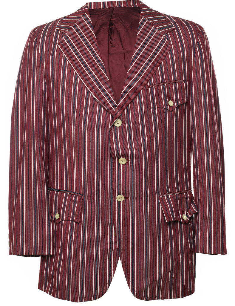 Stanley Blacker Striped Navy & Maroon Blazer - M
