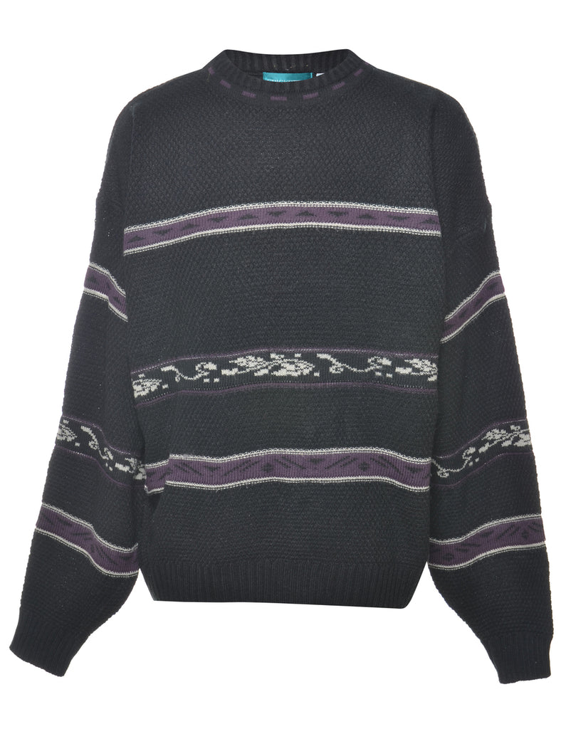 Striped Black Jumper - L