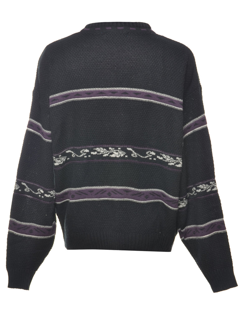Striped Black Jumper - L