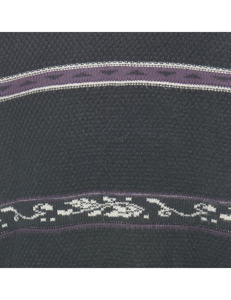 Striped Black Jumper - L