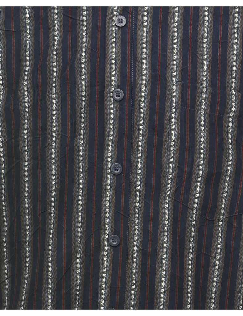 Striped Dark Green & Navy Shirt - XL