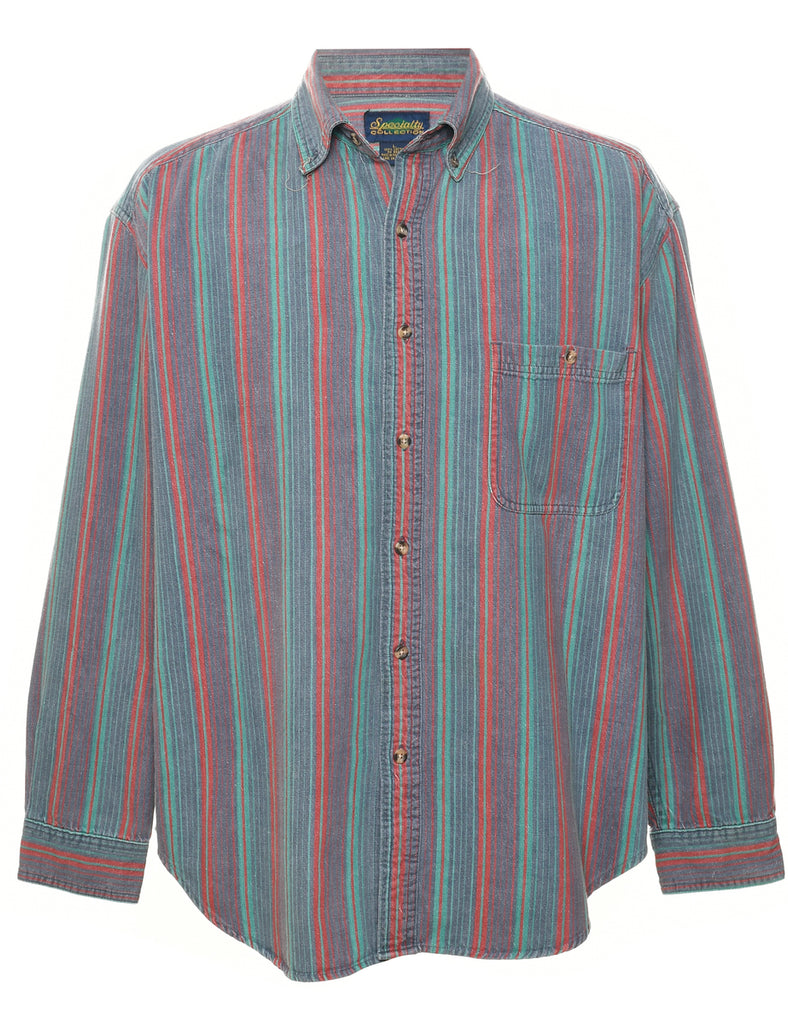 Striped Denim Shirt - L