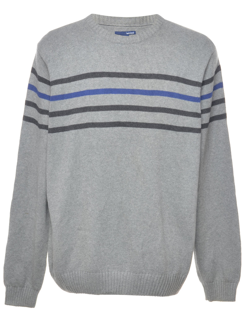 Striped Grey Jumper - L