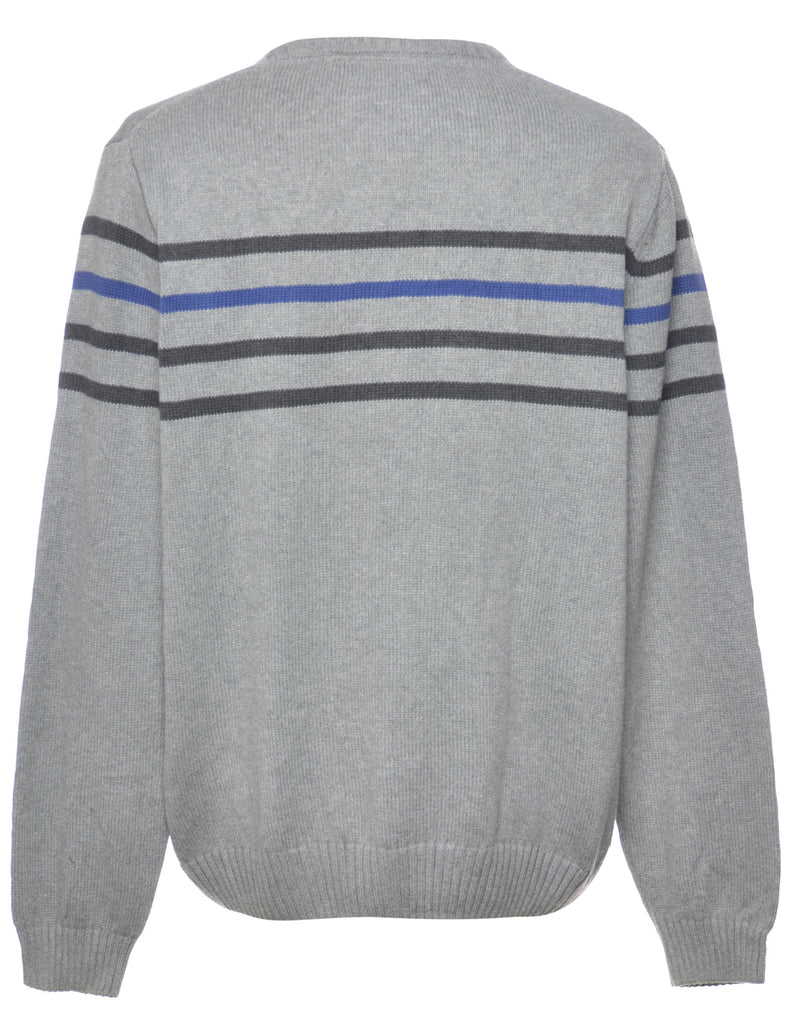 Striped Grey Jumper - L