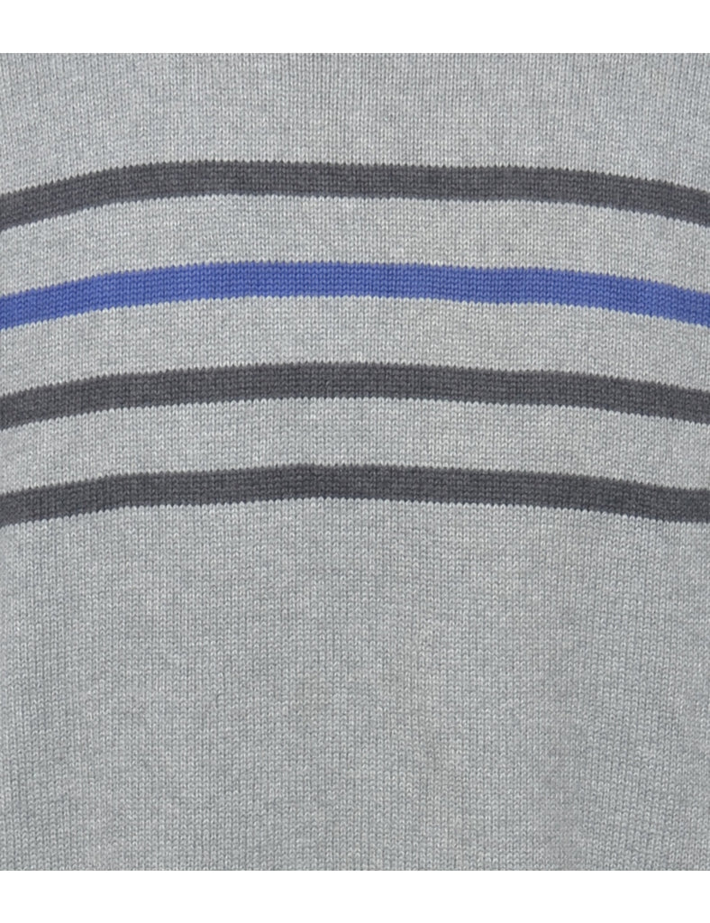 Striped Grey Jumper - L