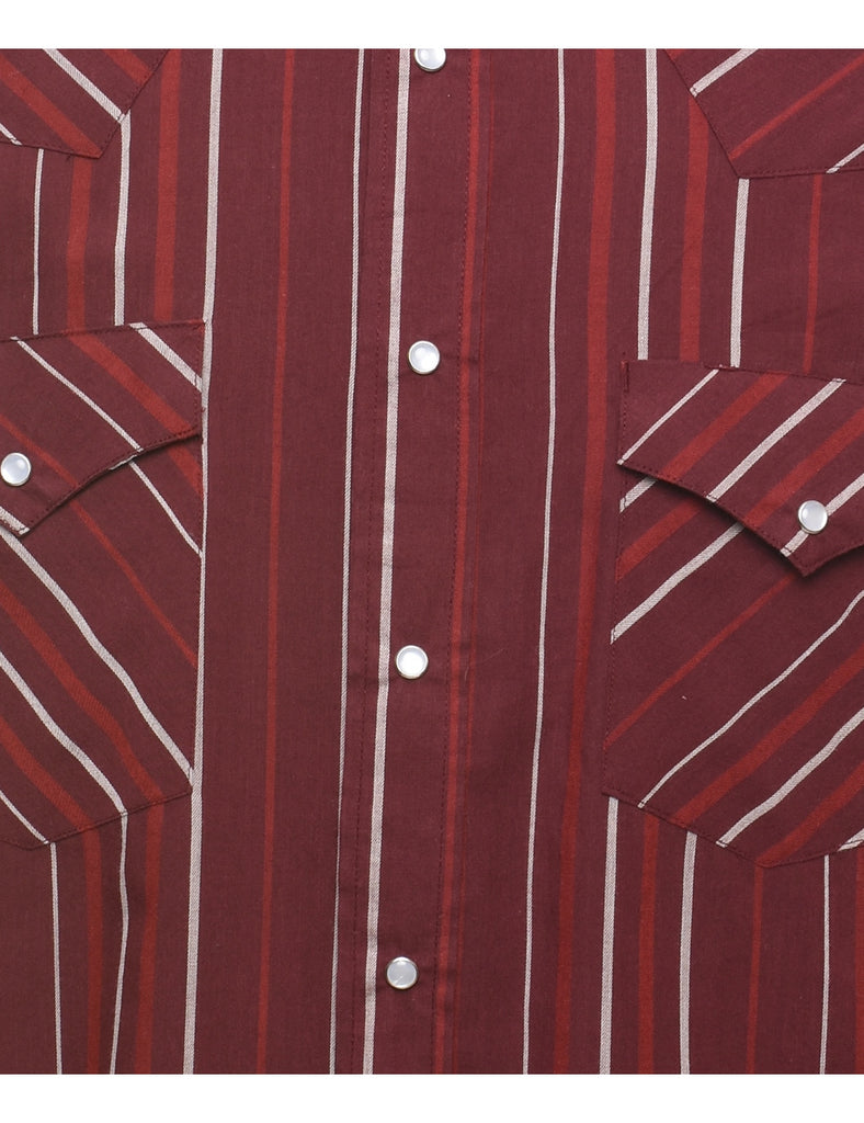 Striped Maroon Western Shirt - L