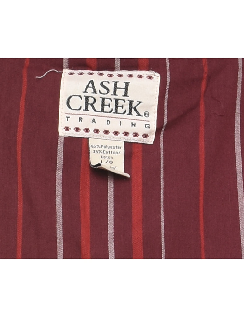 Striped Maroon Western Shirt - L