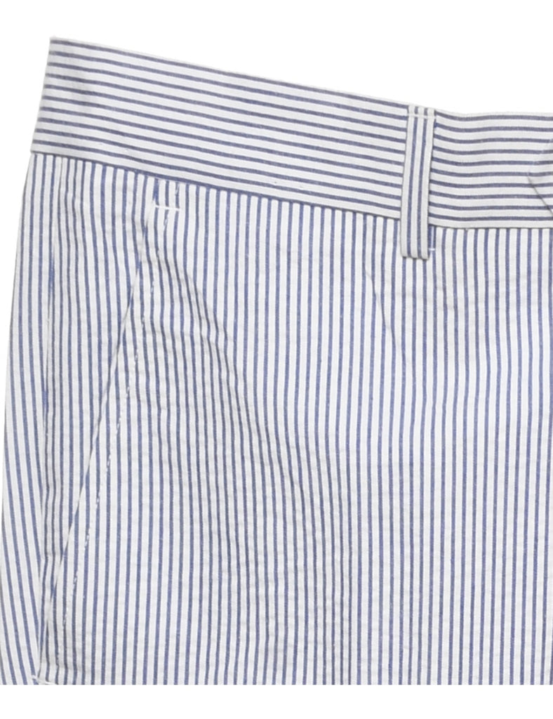 Striped Pattern Blue & White Casual Trousers - W34 L32