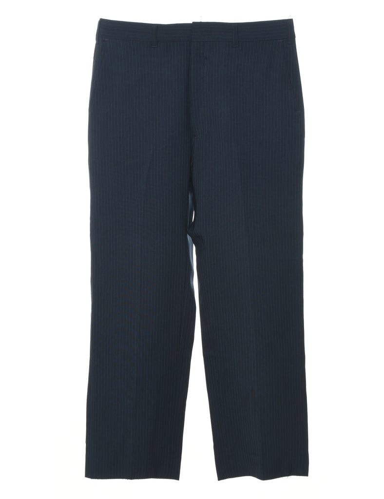 Stripy Pattern Navy Casual Trousers - W32 L28