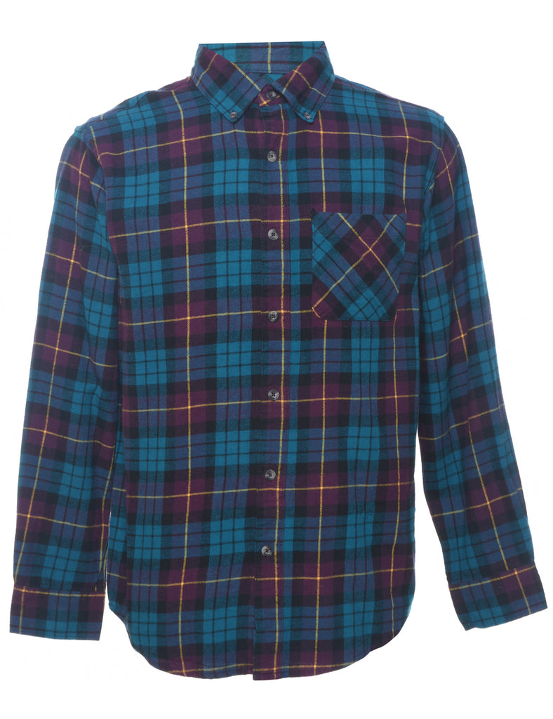 Teal Plaid Shirt - S