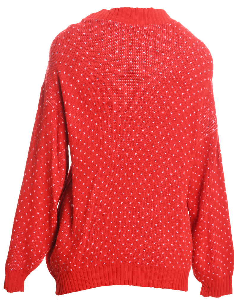 Teddy Bear Print Christmas Jumper - L