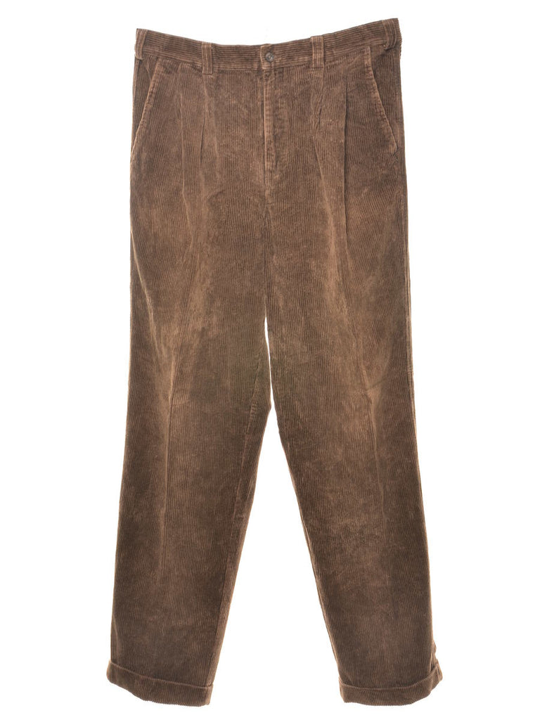 Timberland Brown Pleated Corduroy Trousers - W34 L34