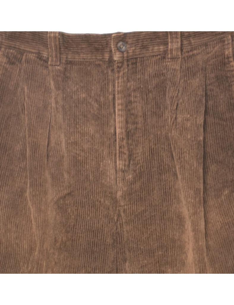 Timberland Brown Pleated Corduroy Trousers - W34 L34