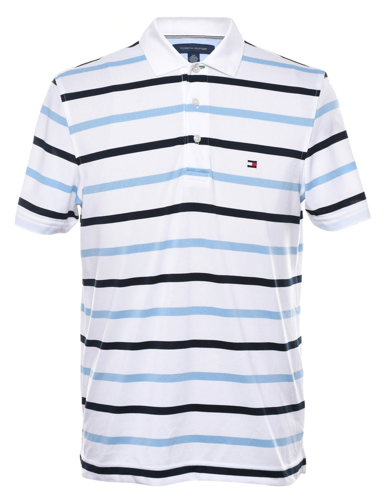 Tommy Hilfiger Blue & White Striped Polo Shirt - S