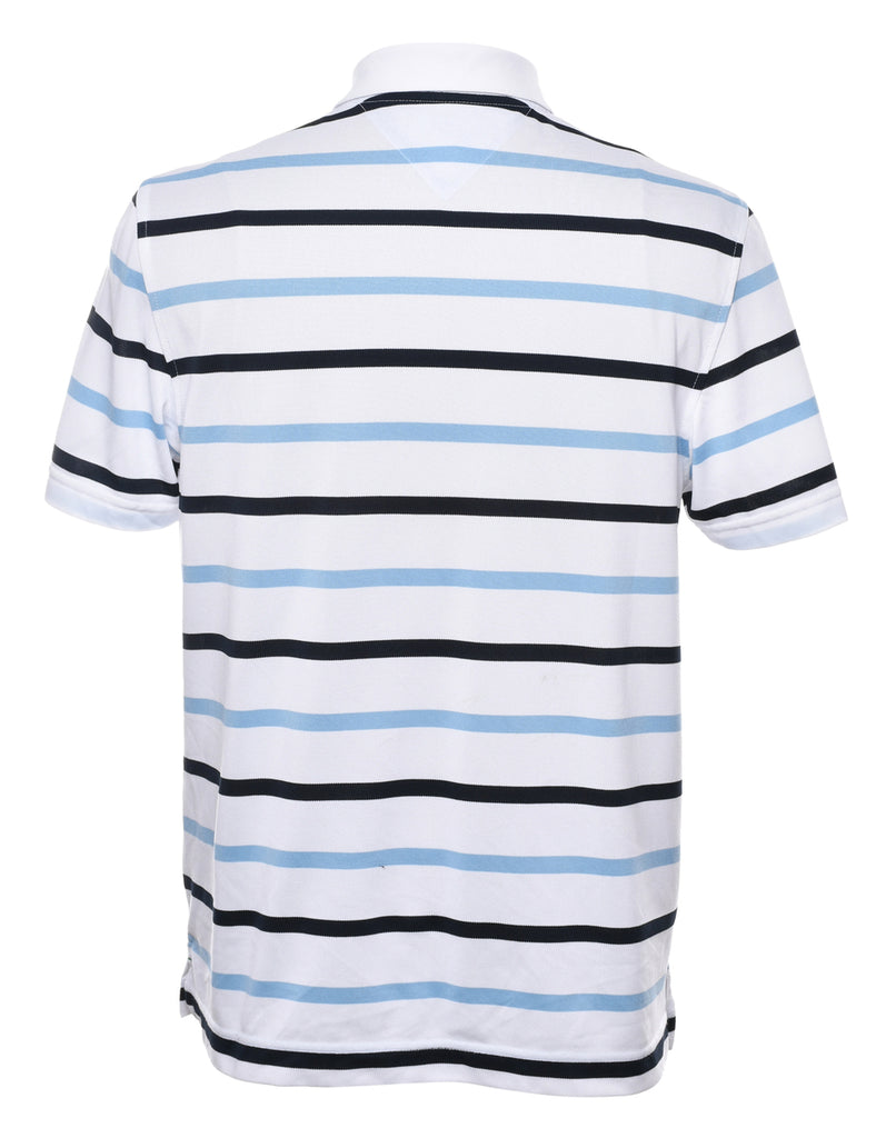 Tommy Hilfiger Blue & White Striped Polo Shirt - S