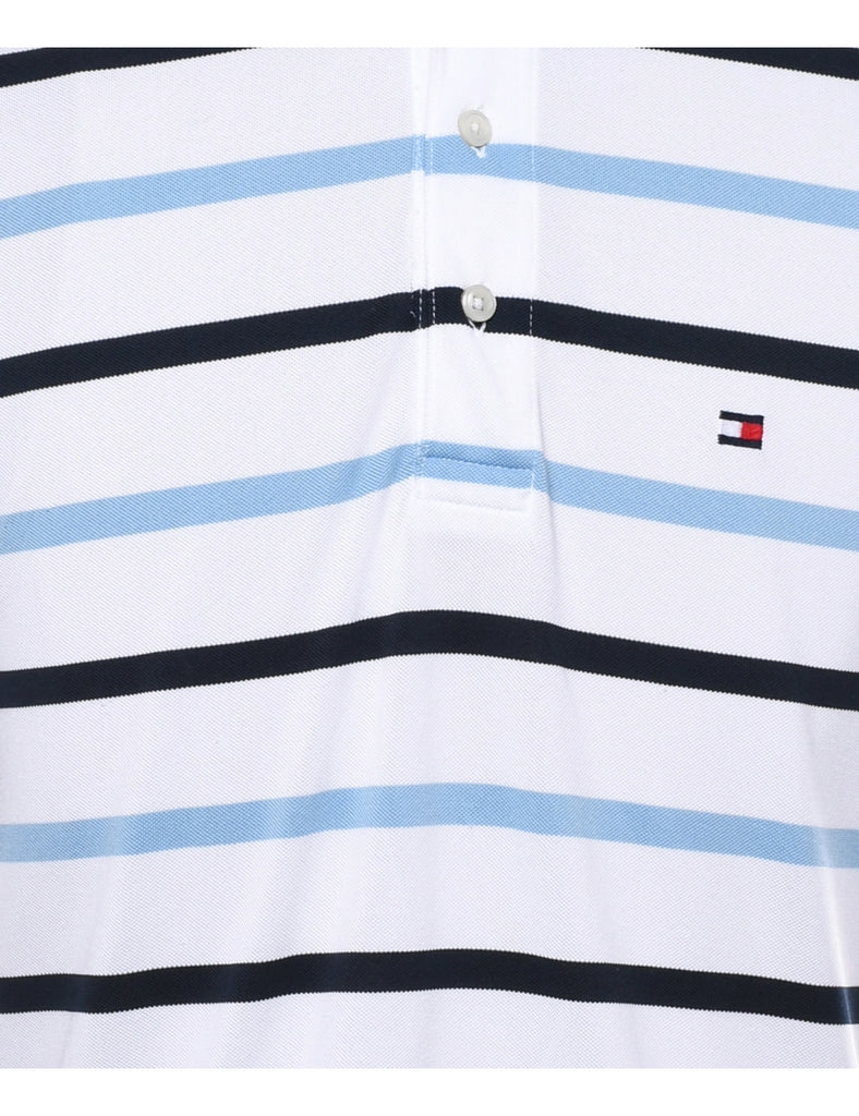 Tommy Hilfiger Blue & White Striped Polo Shirt - S