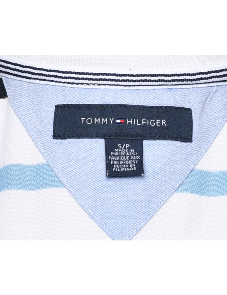 Tommy Hilfiger Blue & White Striped Polo Shirt - S