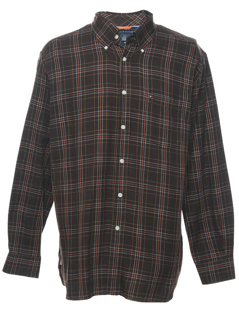 Tommy Hilfiger Checked Brown & Orange Flannel Shirt - L