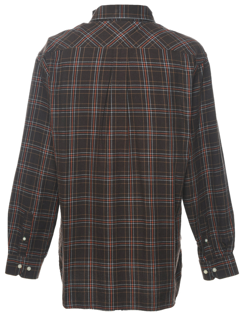 Tommy Hilfiger Checked Brown & Orange Flannel Shirt - L