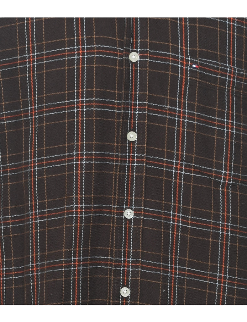 Tommy Hilfiger Checked Brown & Orange Flannel Shirt - L
