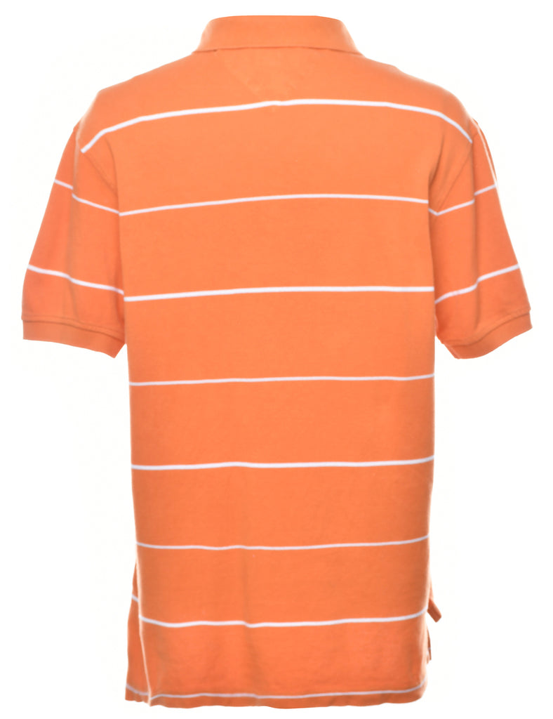 Tommy Hilfiger Orange & White Striped Polo Shirt - L