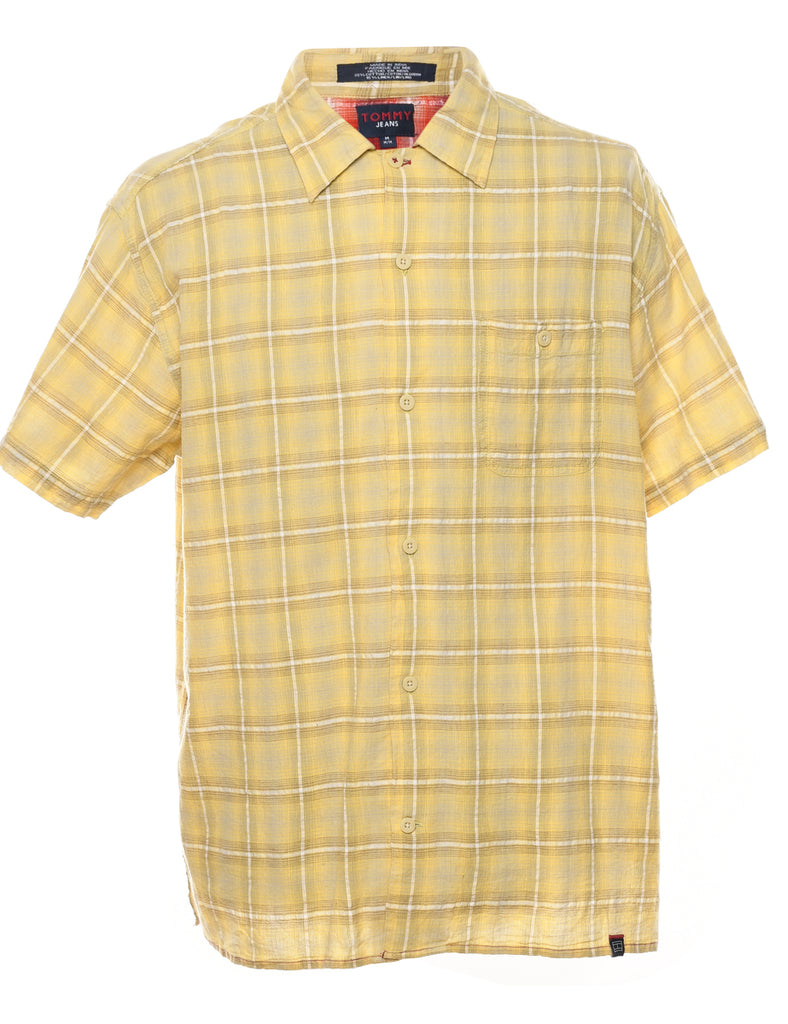 Tommy Jeans Yellow Checked Y2K Shirt - M
