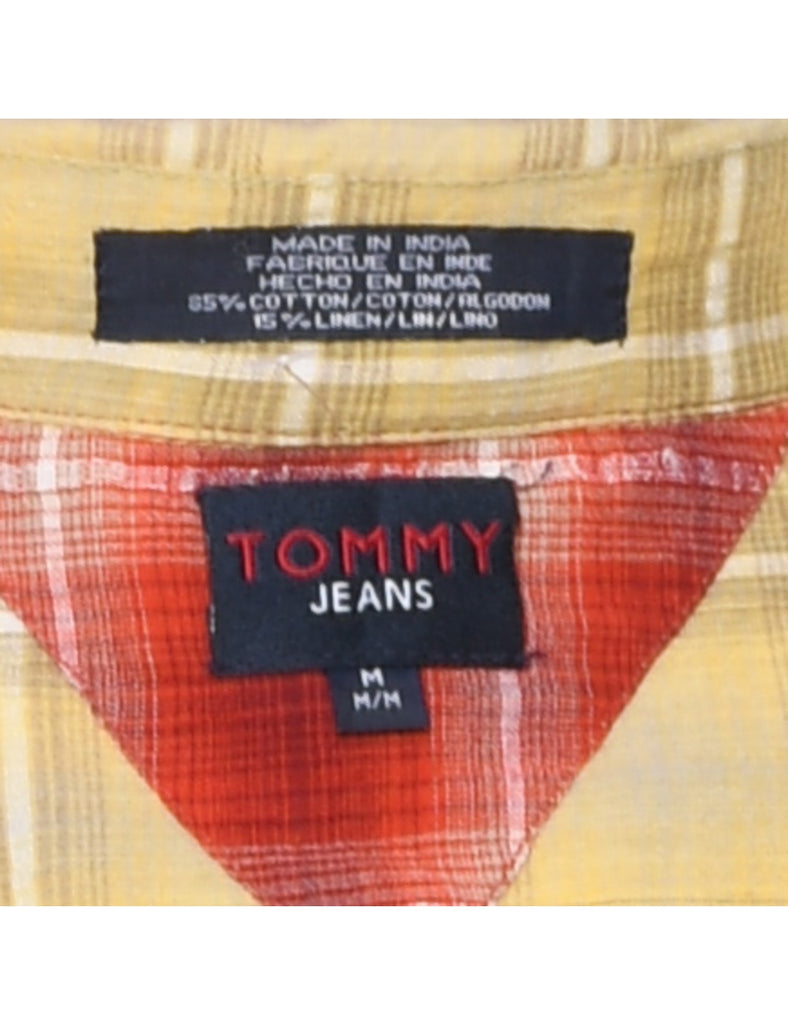 Tommy Jeans Yellow Checked Y2K Shirt - M