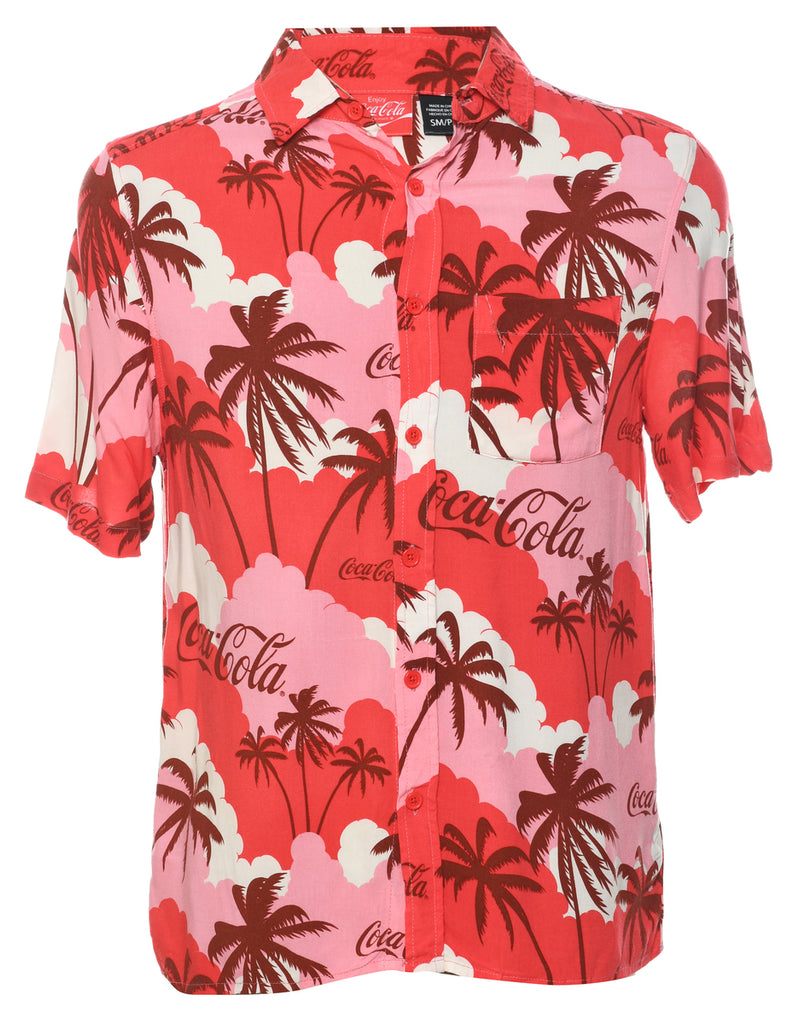 Tropical Coca Cola Print Hawaiian Shirt - S