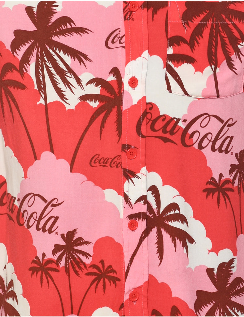 Tropical Coca Cola Print Hawaiian Shirt - S