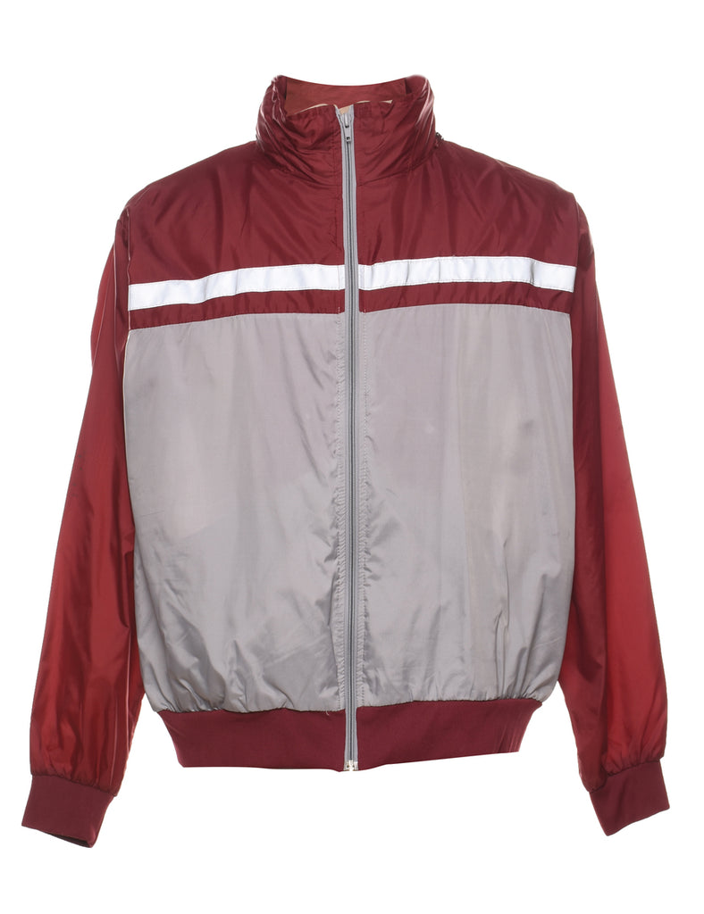 Two-Tone Maroon & Grey Nylon Jacket - XL