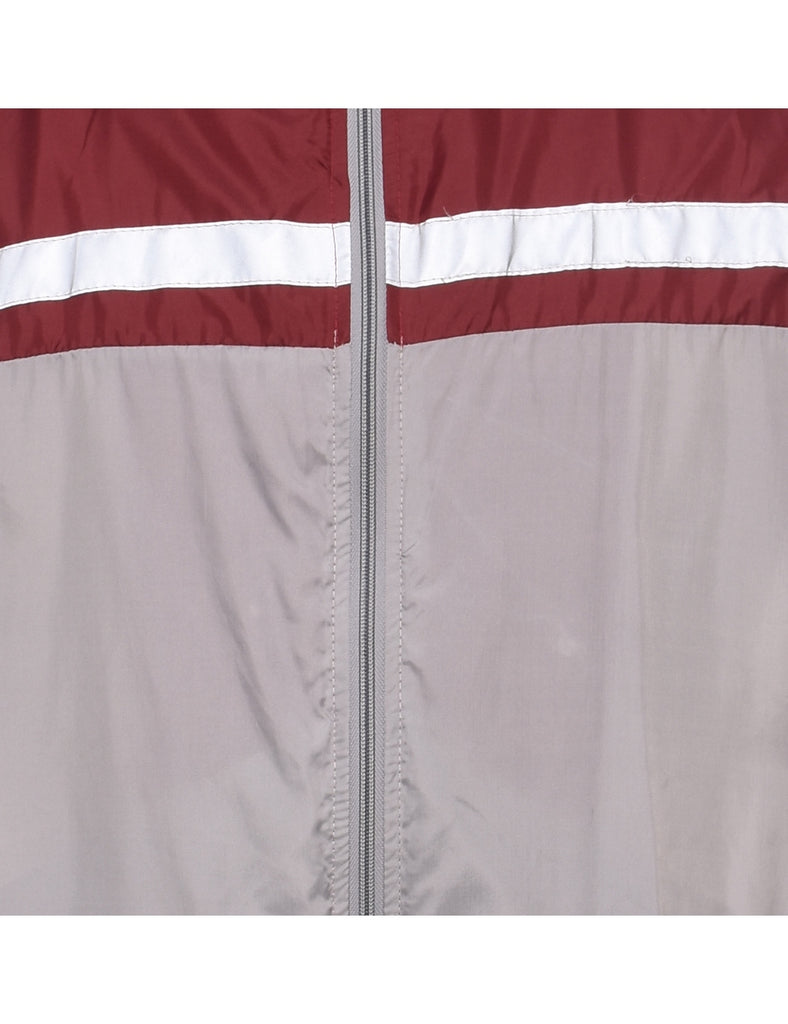 Two-Tone Maroon & Grey Nylon Jacket - XL