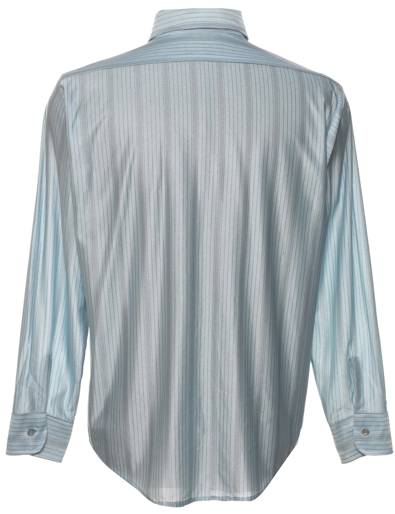 Van Heusen Light Blue 1970s Striped Shirt - M