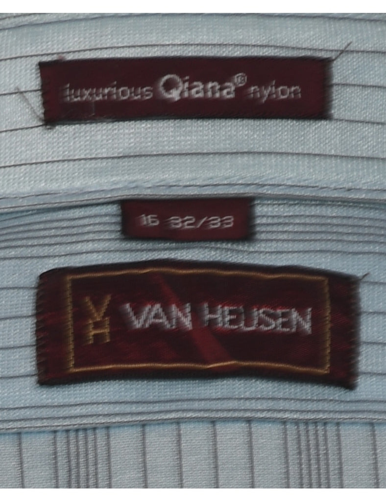 Van Heusen Light Blue 1970s Striped Shirt - M