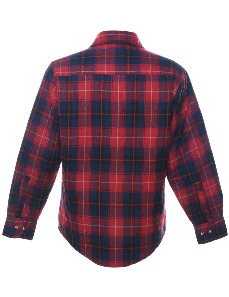 Van Heusen Red & Navy Flannel 1990s Checked Shirt - M