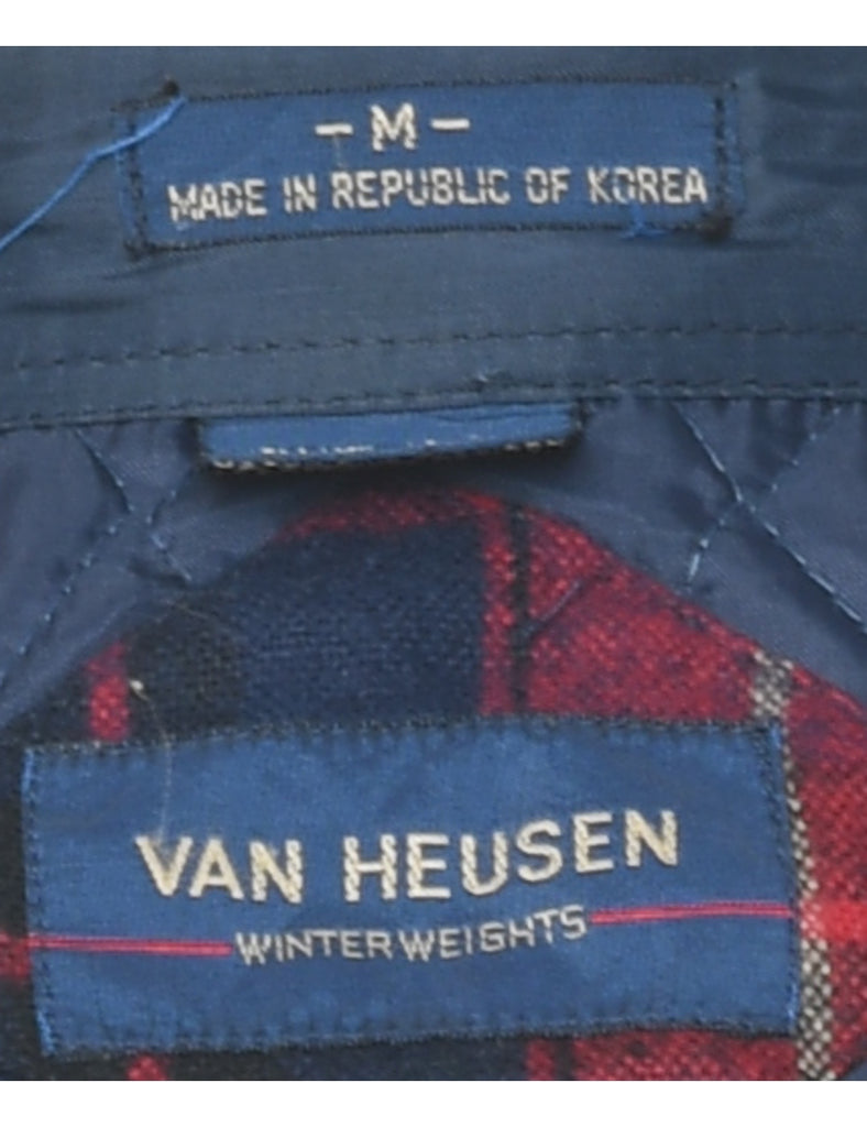 Van Heusen Red & Navy Flannel 1990s Checked Shirt - M