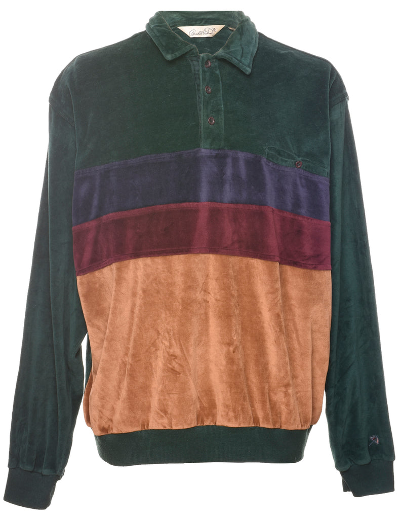 Velvet Colour Block Plain Sweatshirt - XL