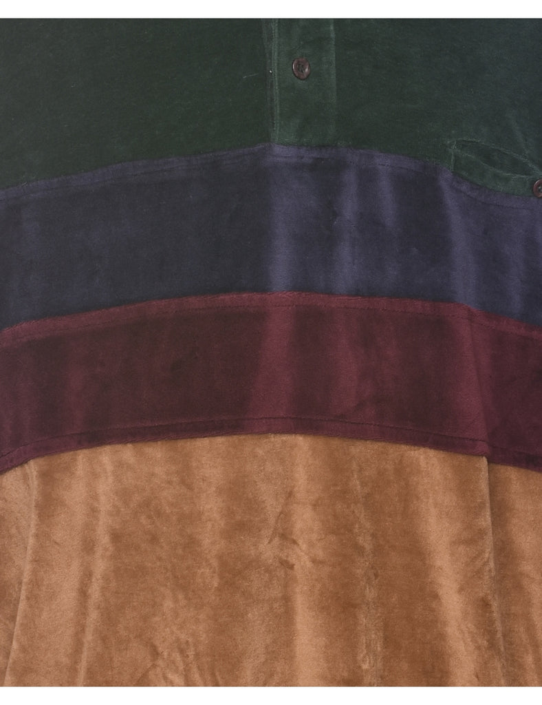 Velvet Colour Block Plain Sweatshirt - XL