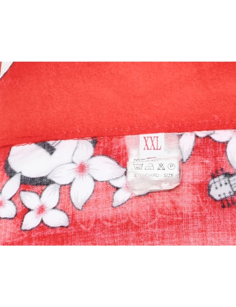 White Hibiscus Guitar Print Hawaiian Shirt - XXL