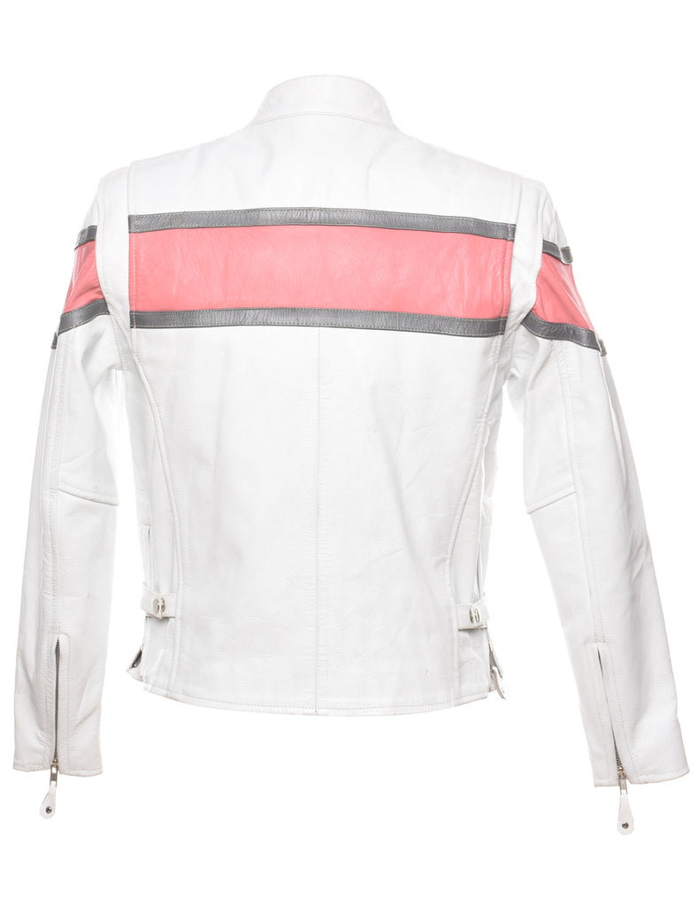 White Leather Jacket - M