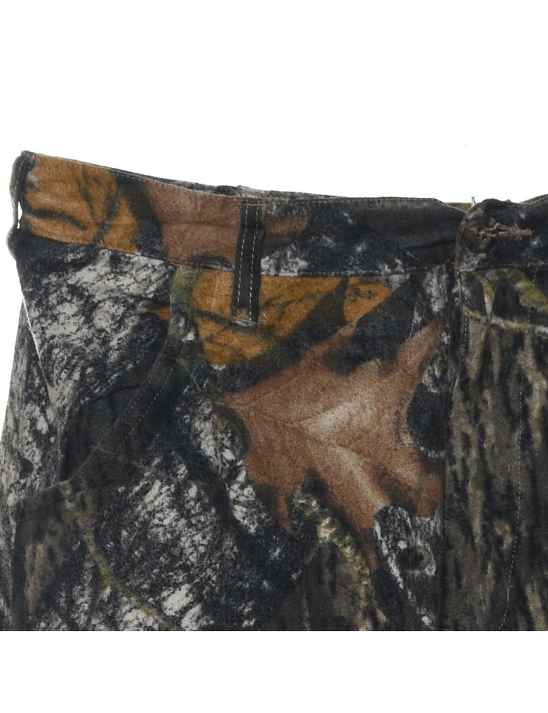 Wide Leg Woodland Camouflage Print Trousers - W36 L38