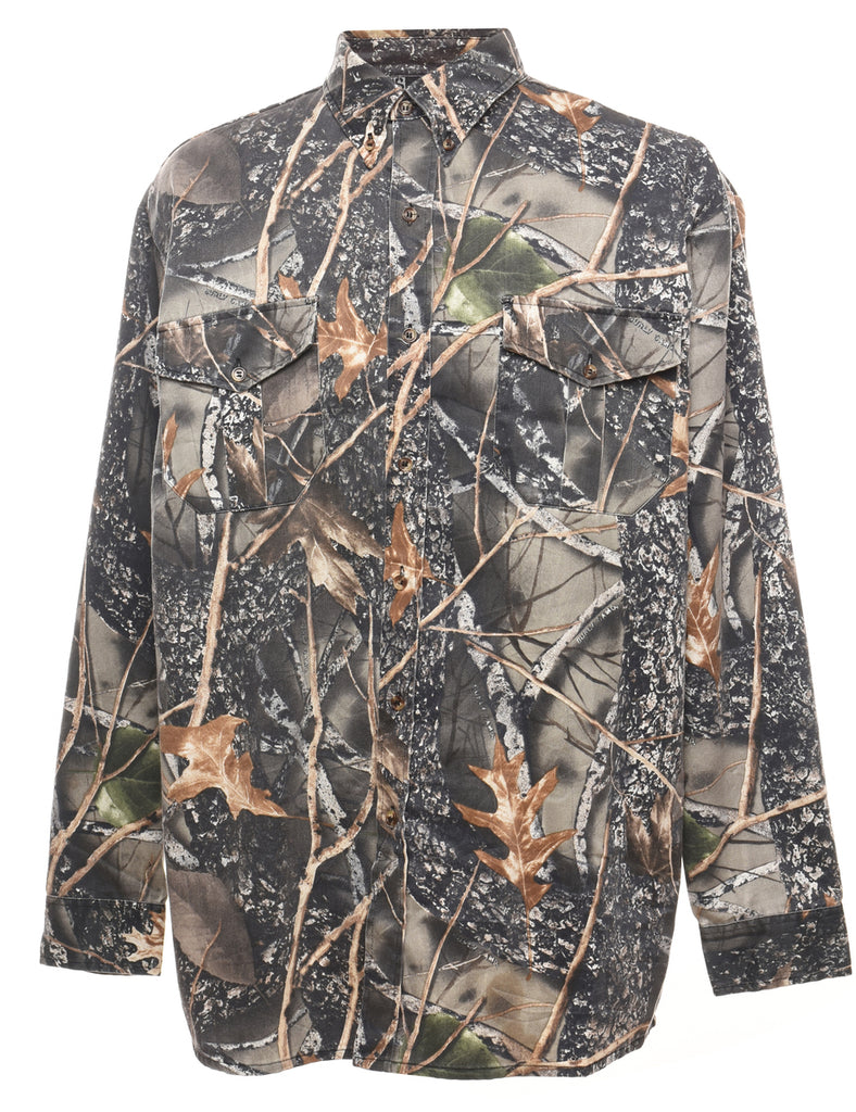 Woodland Camouflage Print Denim Shirt - XL