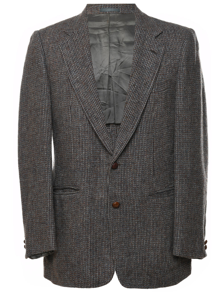 Wool Checked Grey Blazer - L