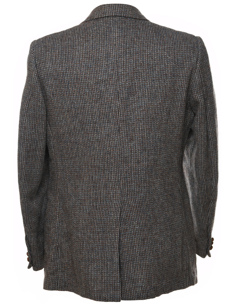 Wool Checked Grey Blazer - L