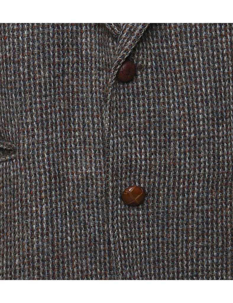 Wool Checked Grey Blazer - L