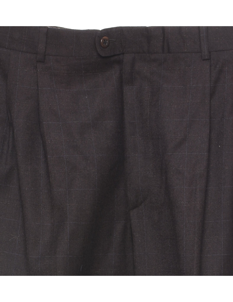 Wool Checked Pattern Trousers - W34 L31