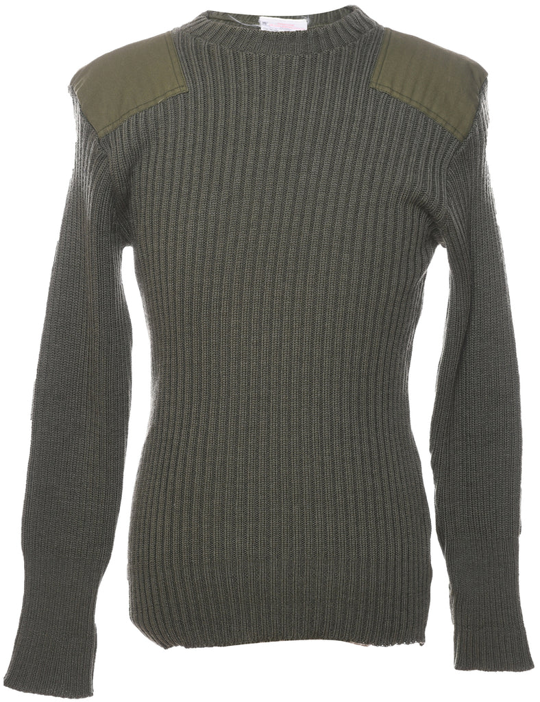 Wool Olive Green Jumper - M