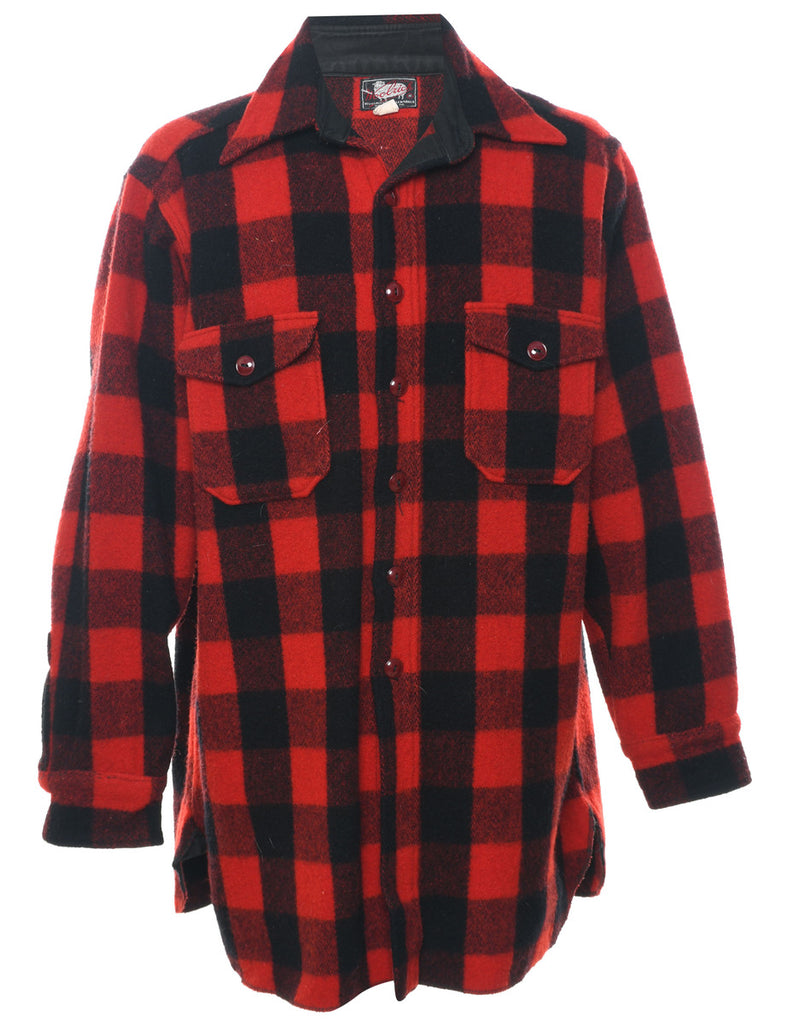 Woolrich 1990s Red & Black Flannel Checked Shirt - L