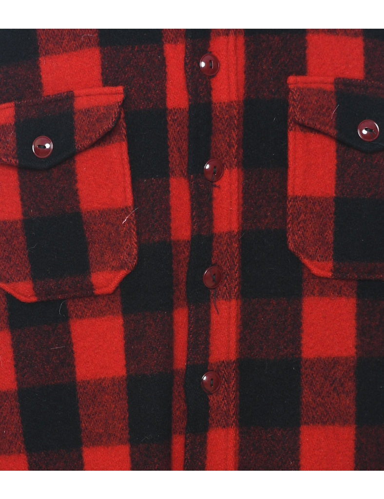 Woolrich 1990s Red & Black Flannel Checked Shirt - L